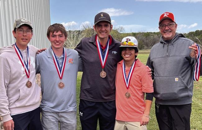 The Rotan Yellowhammer Golf Team (Sam Helms, Wyatt Swink, Corbin James, Draven Yanez, &amp; Coach Randy Hodges) finished 3rd overall at the District meet in Sweetwater this past Monday. Senior Corbin James and freshman Draven Yanez advanced to the regional tournament as individuals. Regionals will take place April 14th-15th at the Quicksand Golf Course in San Angelo.